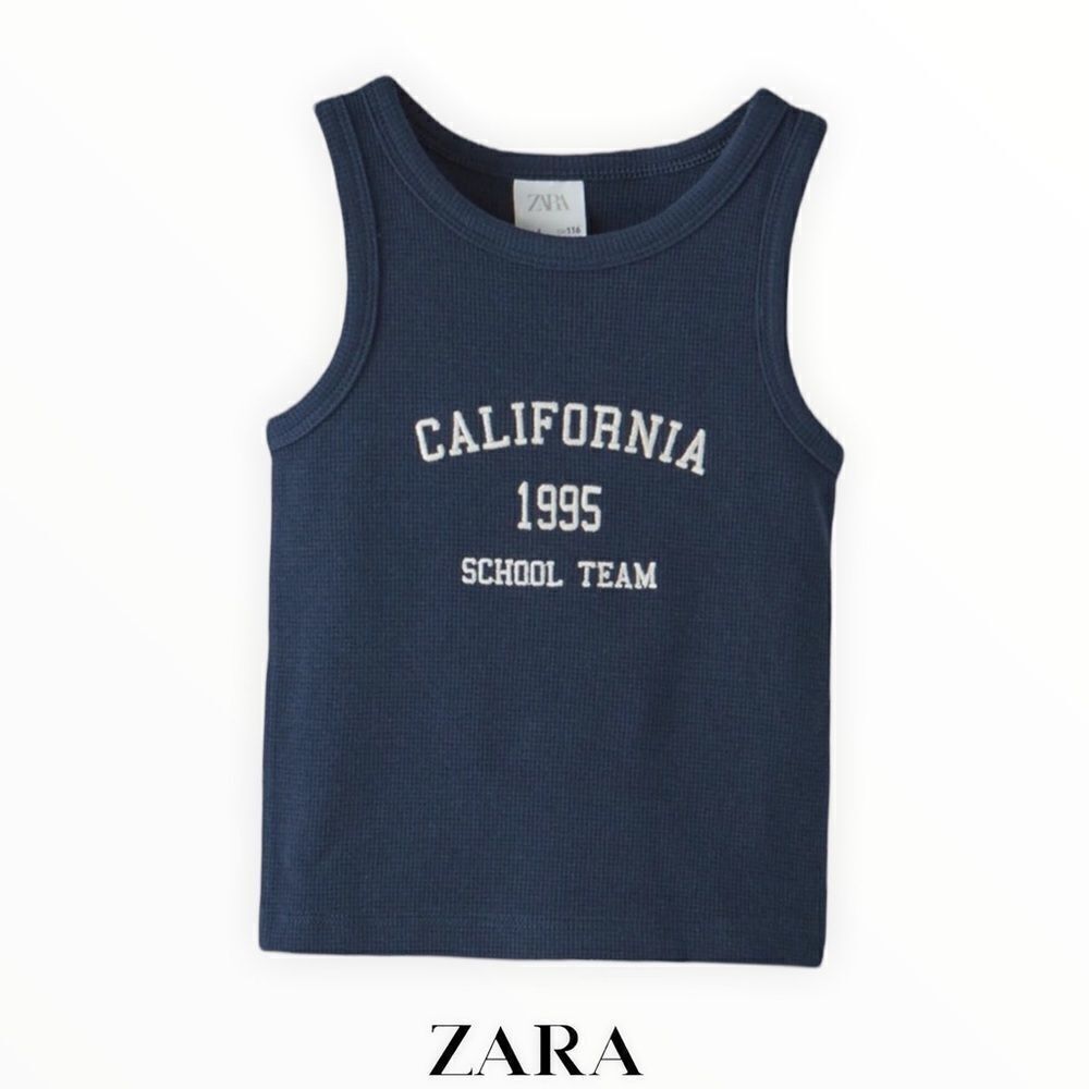 ZARA Kids | Navy | EMBROIDERED WAFFLE SHIRT